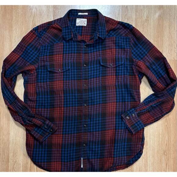 Johnny Cash Upcycled Flannel Lucky Brand Shirt Mens Size XL Patriotic Country - Picture 4 of 9